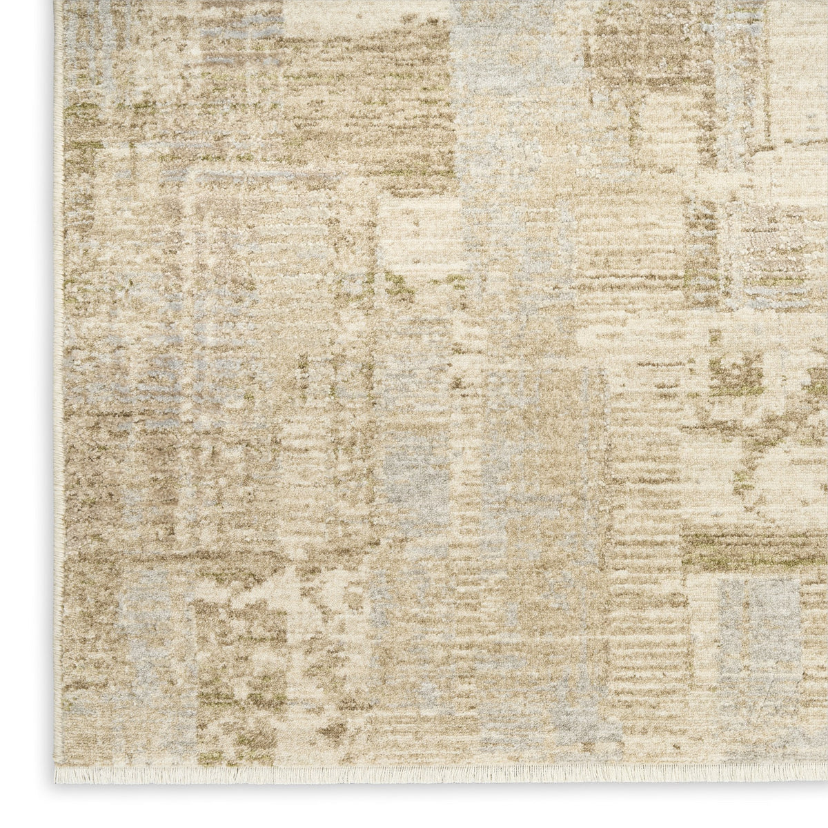 Calvin Klein Drift DRF04 Beige Grey rug fringe detail