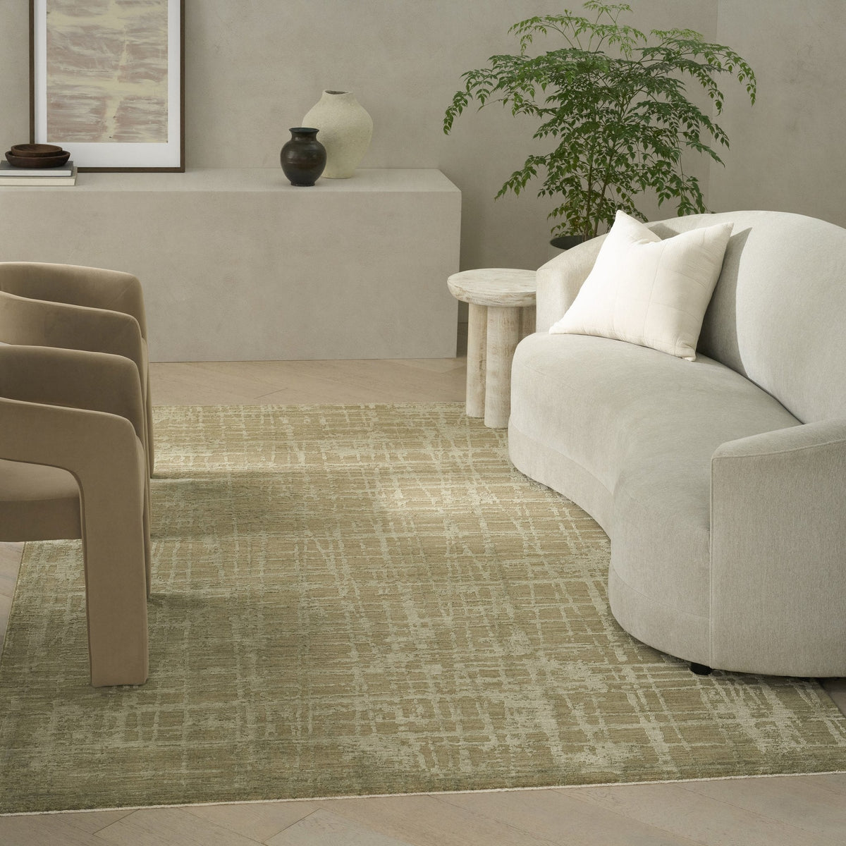 Calvin Klein Latitude LTD01 Green rug in a living room