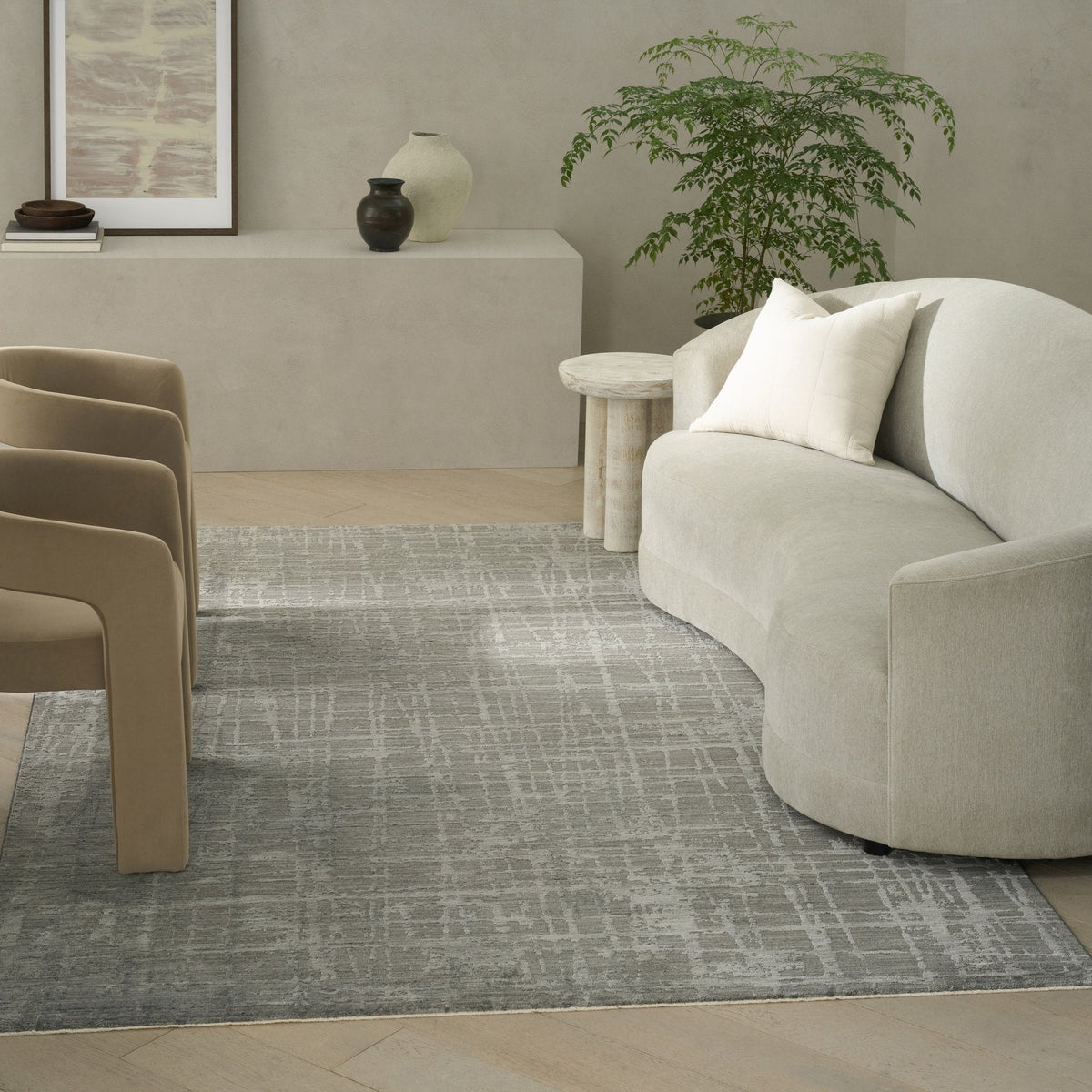 Calvin Klein Latitude LTD01 Slate rug in a living room