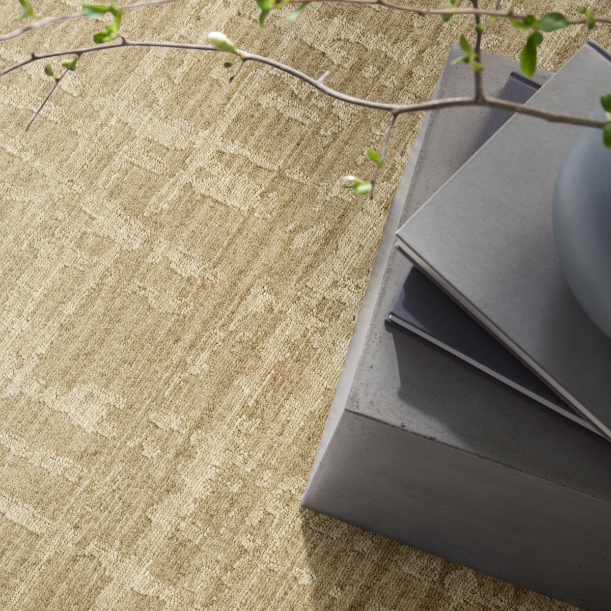 Calvin Klein Latitude LTD01 Taupe rug in a living room