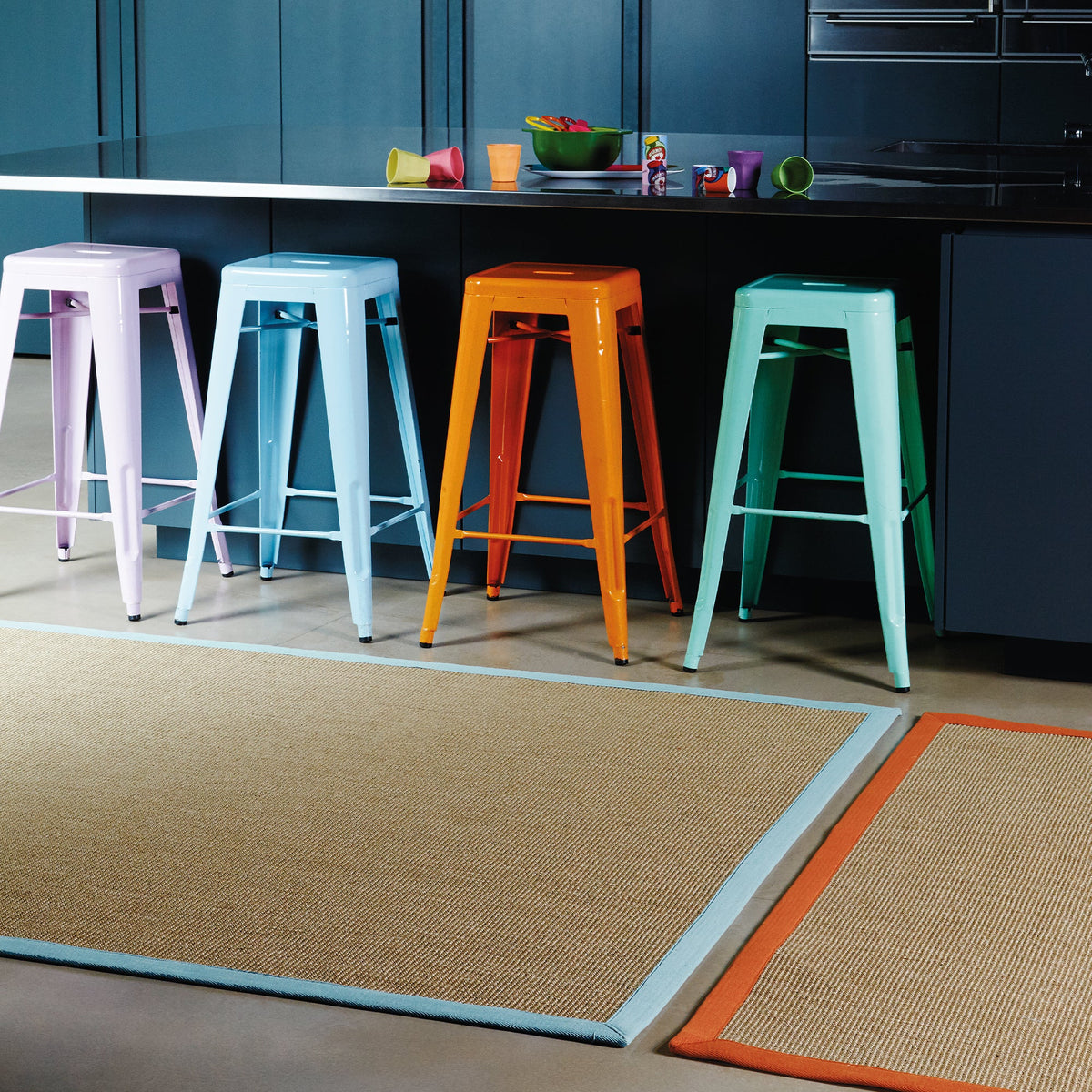 Sisal linen aqua rug