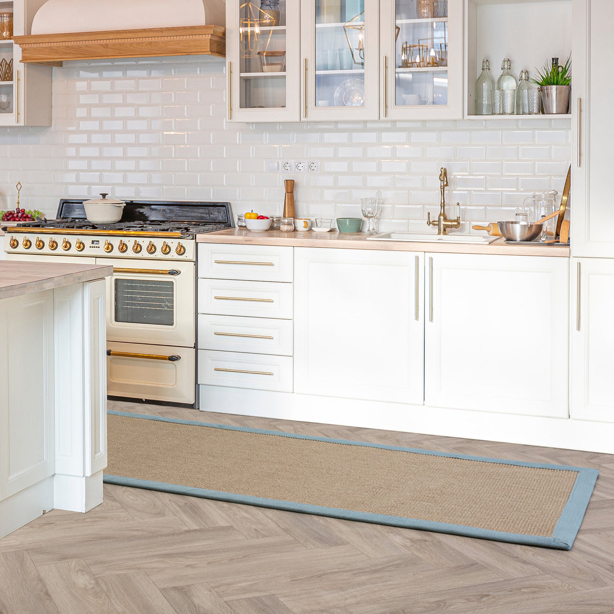 Sisal linen aqua rug