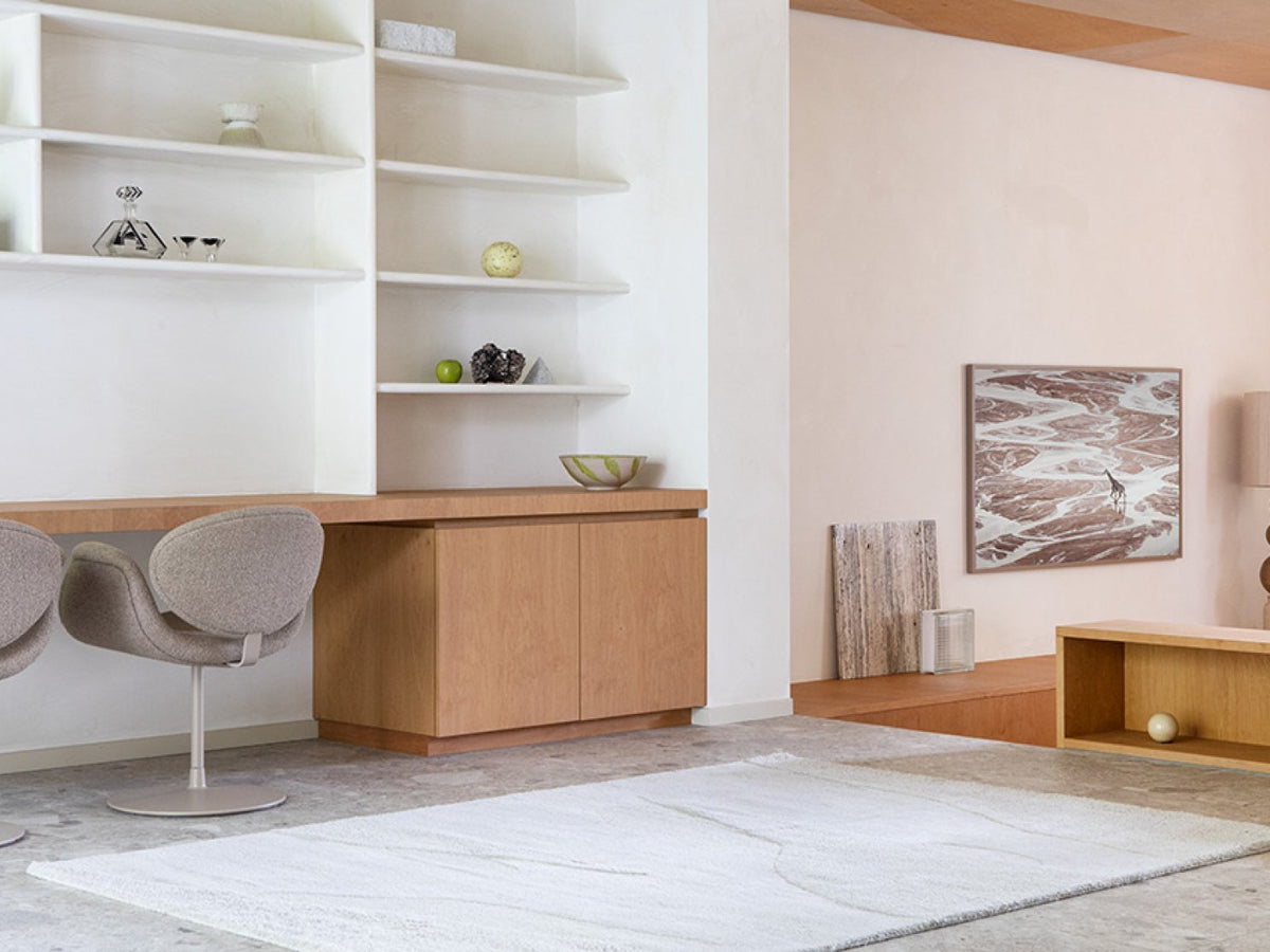 Decor Scape Natural Grey rug styled in a room setting