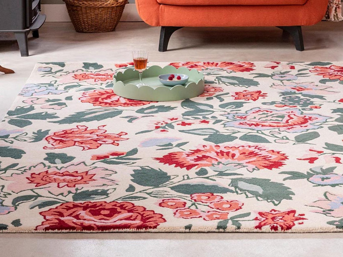 Laura Ashley Wendling Floral Poppy Red rug | Kelaty