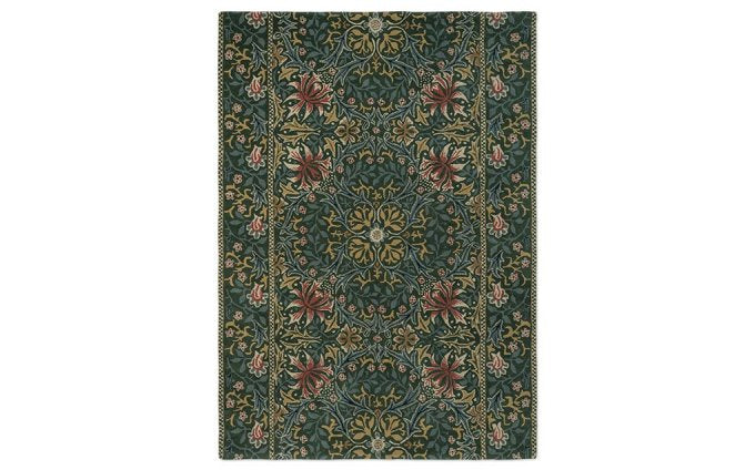Morris & Co Walthamstow Forest Teal rug full flat view