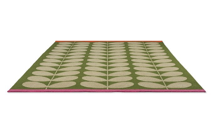 Orla Kiely Solid Stem Basil outdoor rug angled view