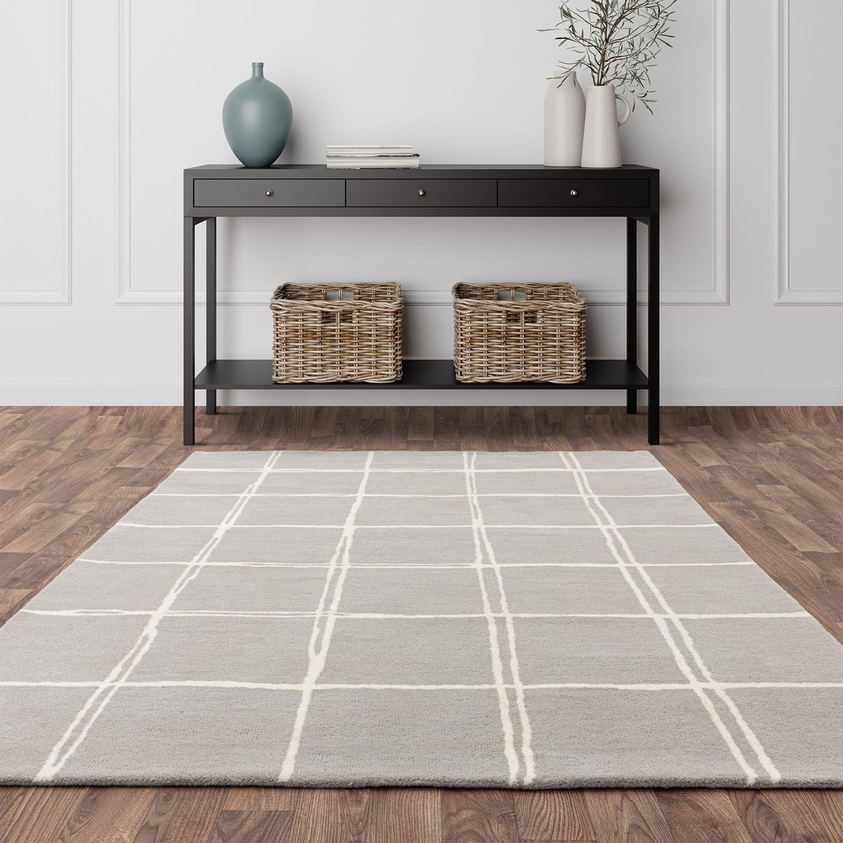 Albany Grid Grey rug