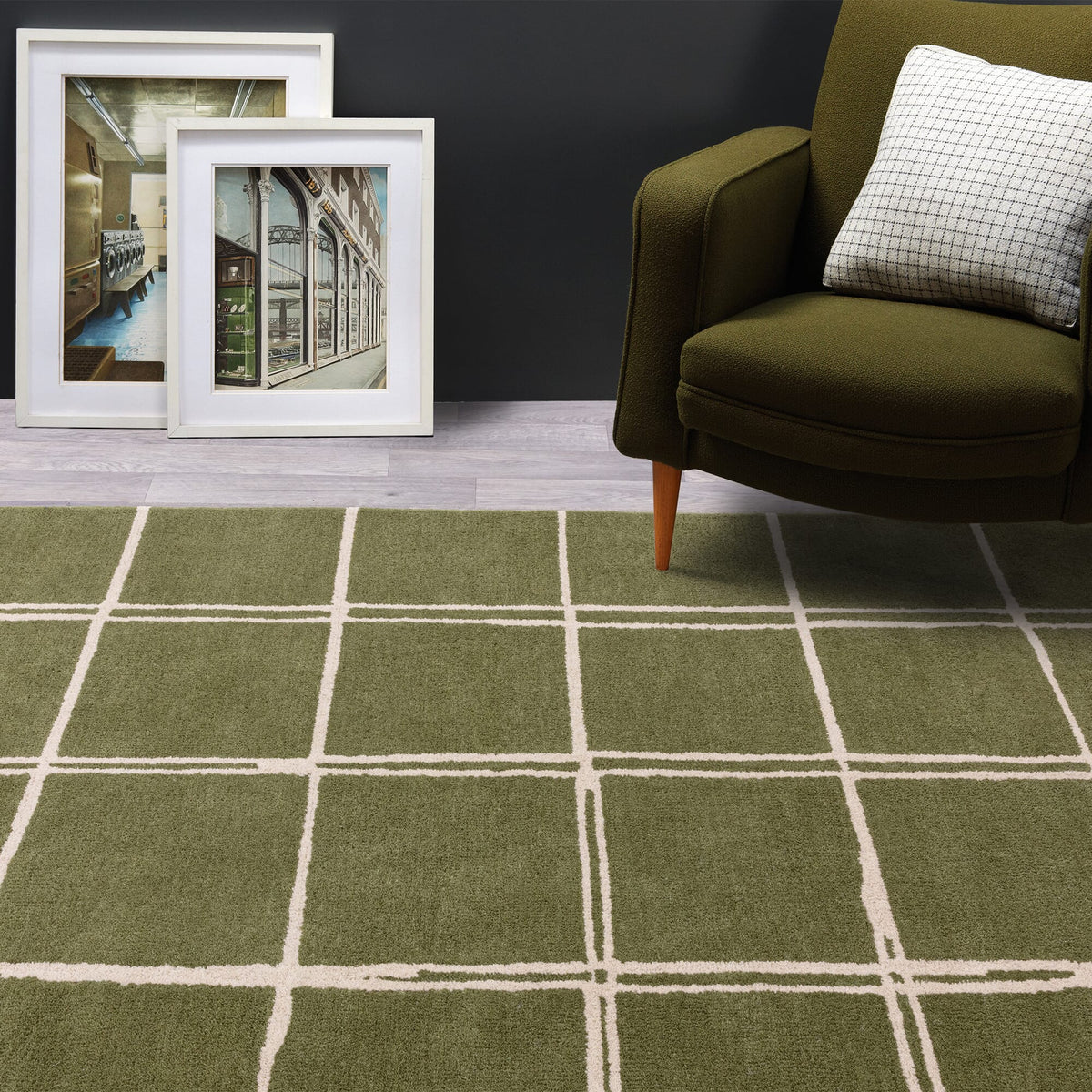 Albany Grid Olive rug