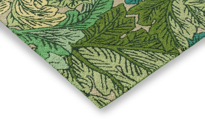 Morris & Co Acanthus Nettle Sky Blue outdoor rug corner detail
