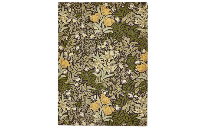 Morris & Co Bower Twining Vine Green rug full flat view