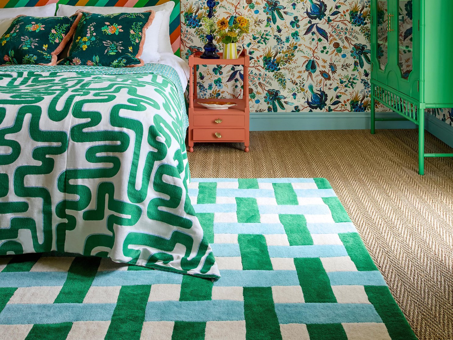 Harlequin Basketweave Emerald/Aquamarine rug