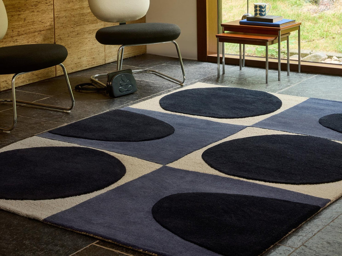 Orla Kiely Spot Square Blue Navy rug | Kelaty