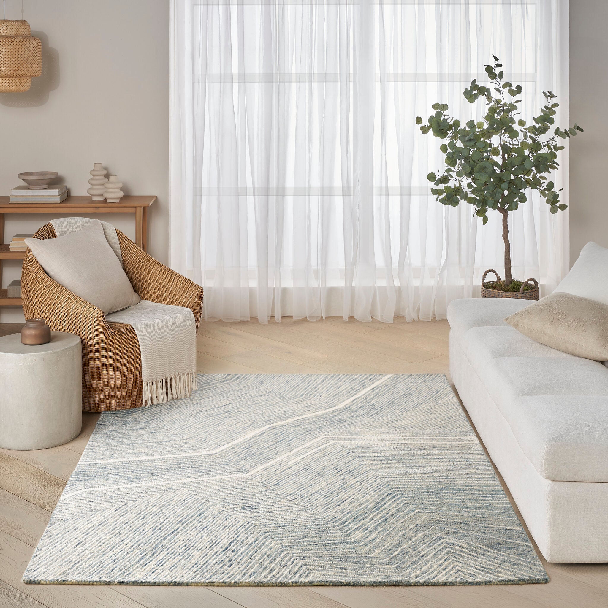 DKNY Pure Angles ANG 01 Ivory Blue rug