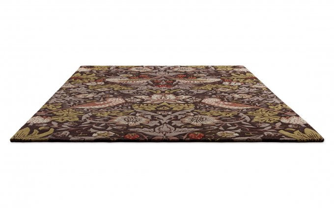 Morris & Co Strawberry Thief Grape rug angled view