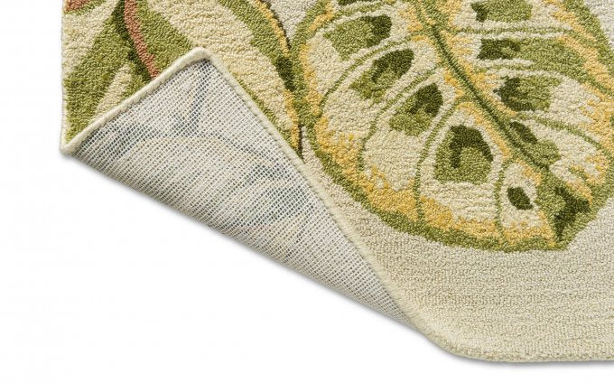 Sanderson Calathea Samphire outdoor rug backing