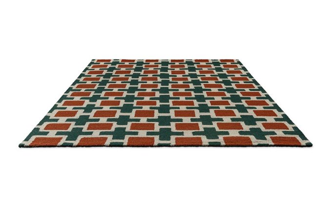 Scion Hatch Rust rug angled view