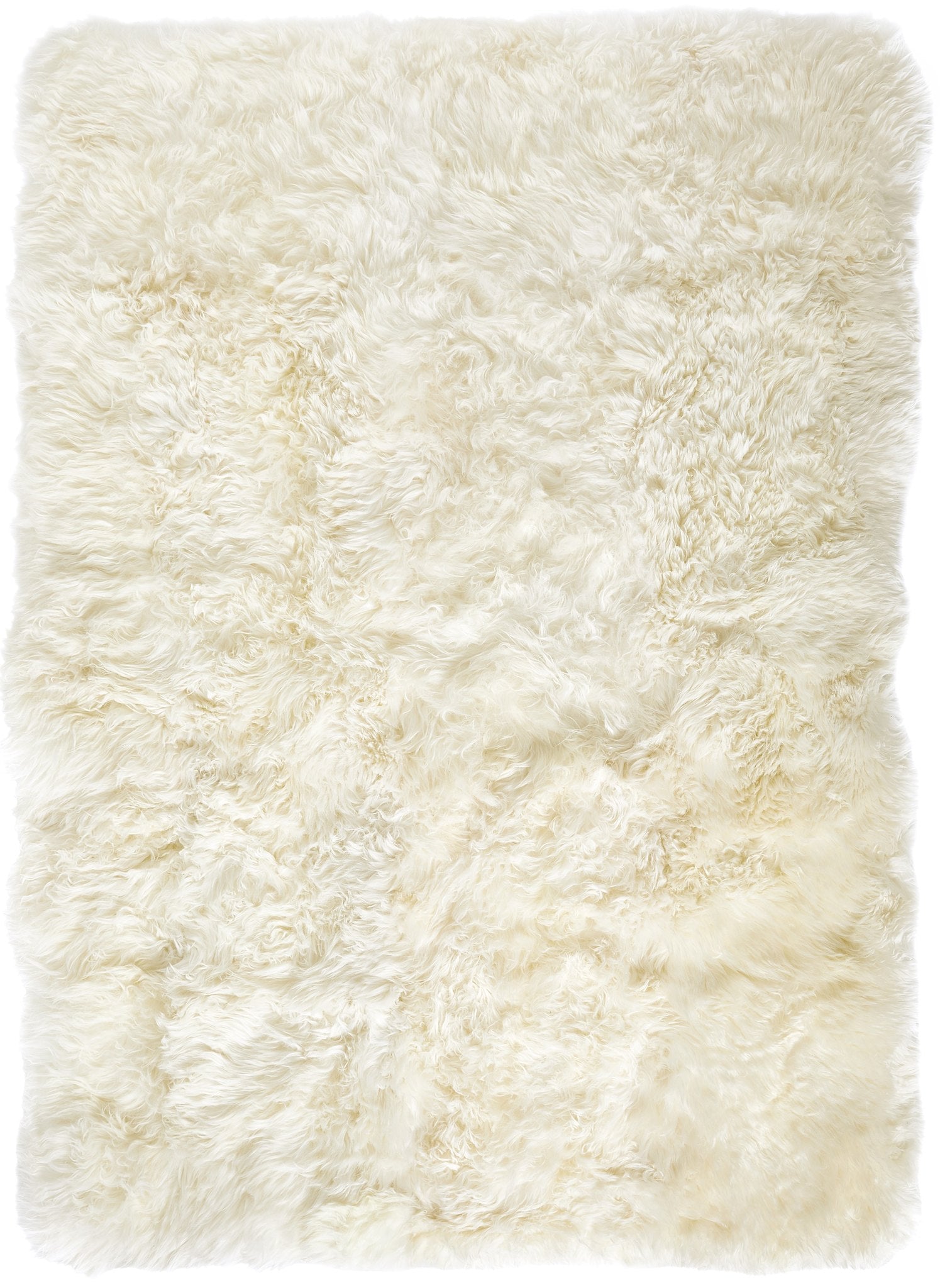 Faux Sheepskin Ivory wool rug full overhead view
