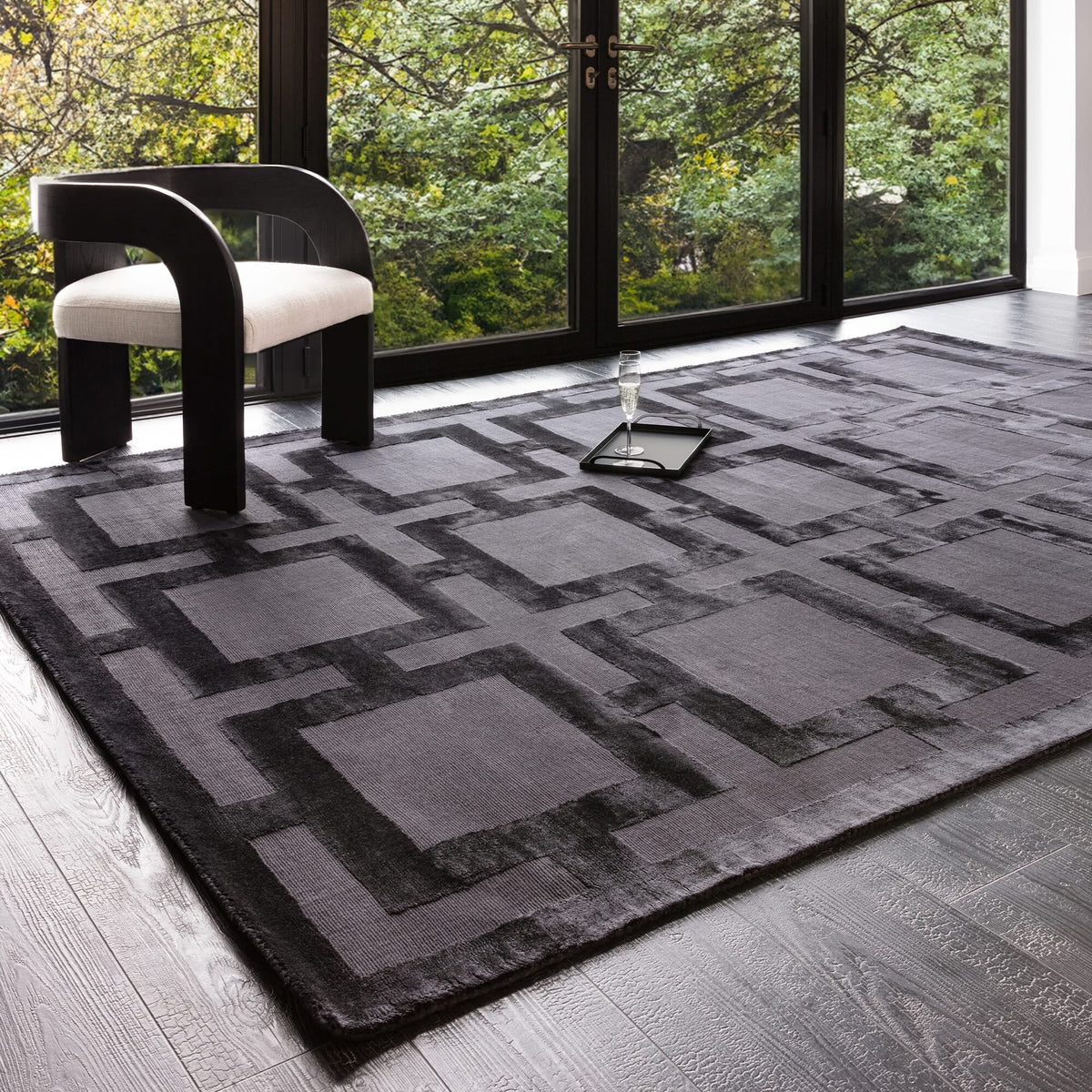 Katherine Carnaby Eaton Black rug in a living room
