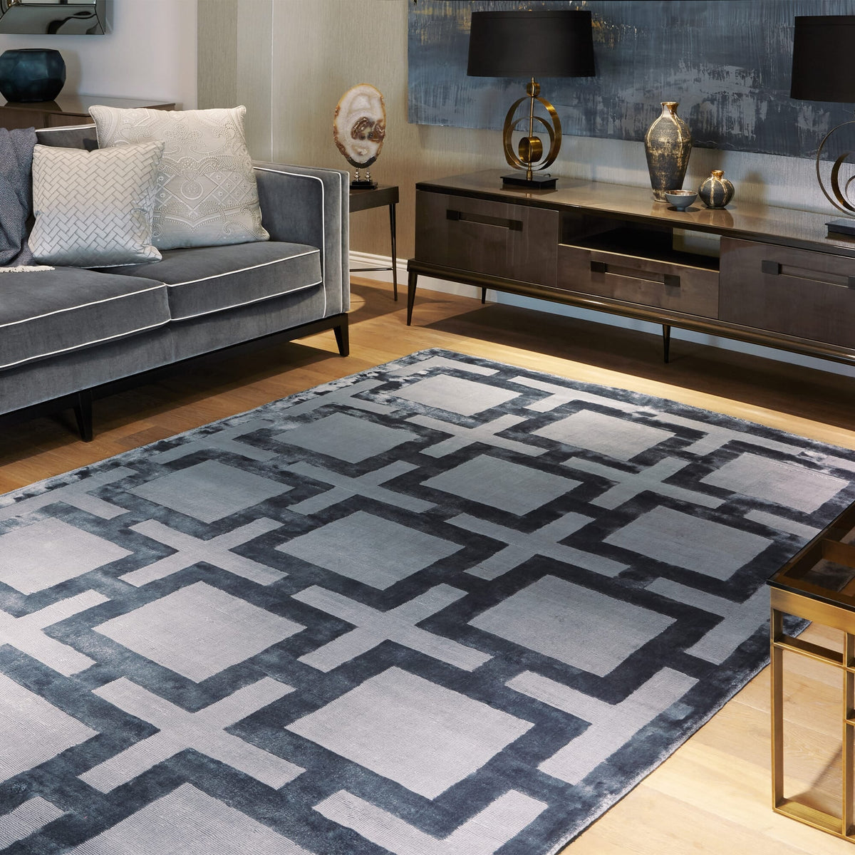 Katherine Carnaby Eaton Storm rug in a living room