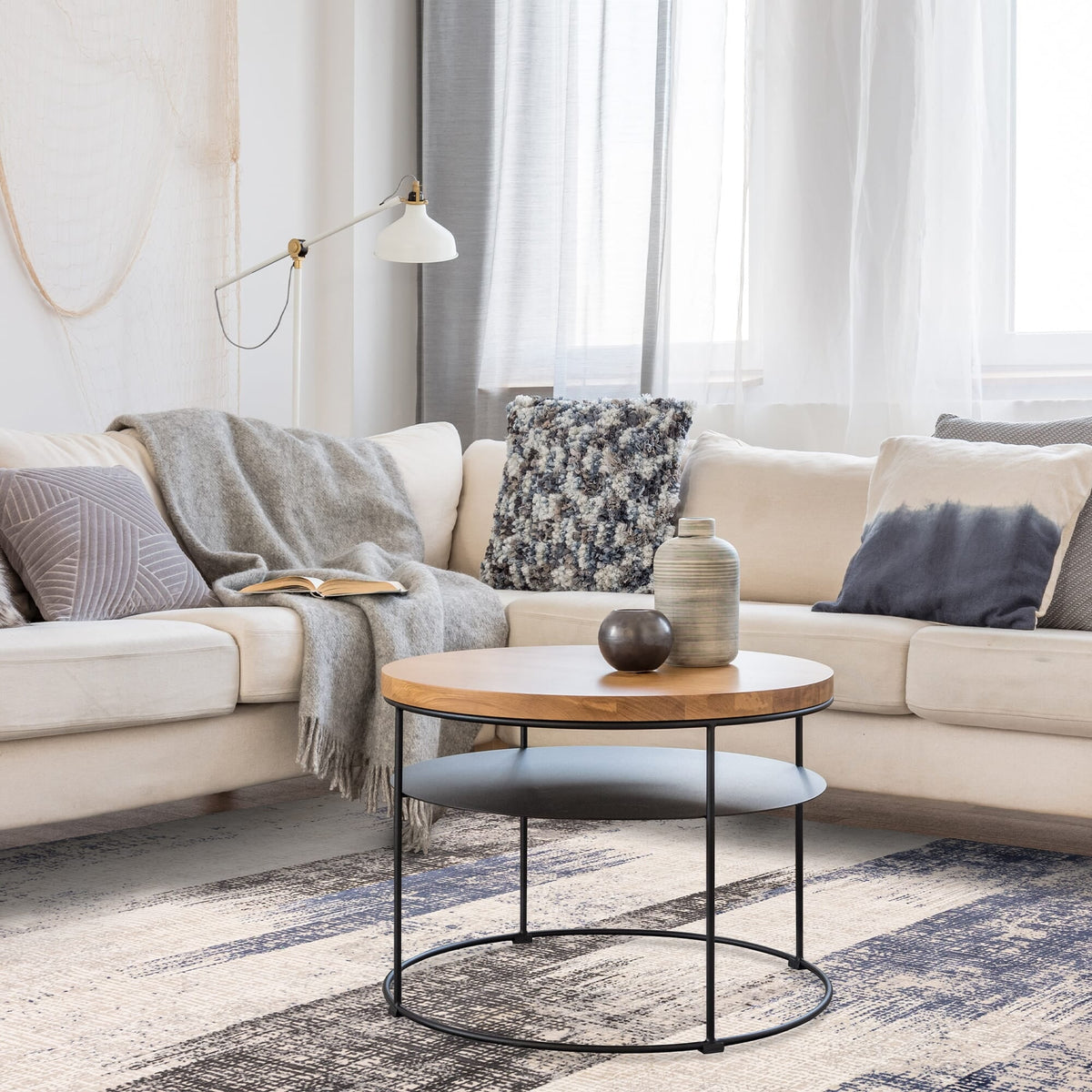 Kuza Lines Navy rug