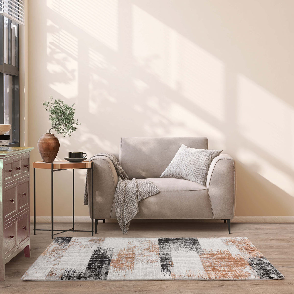 Kuza Lines Terracotta rug
