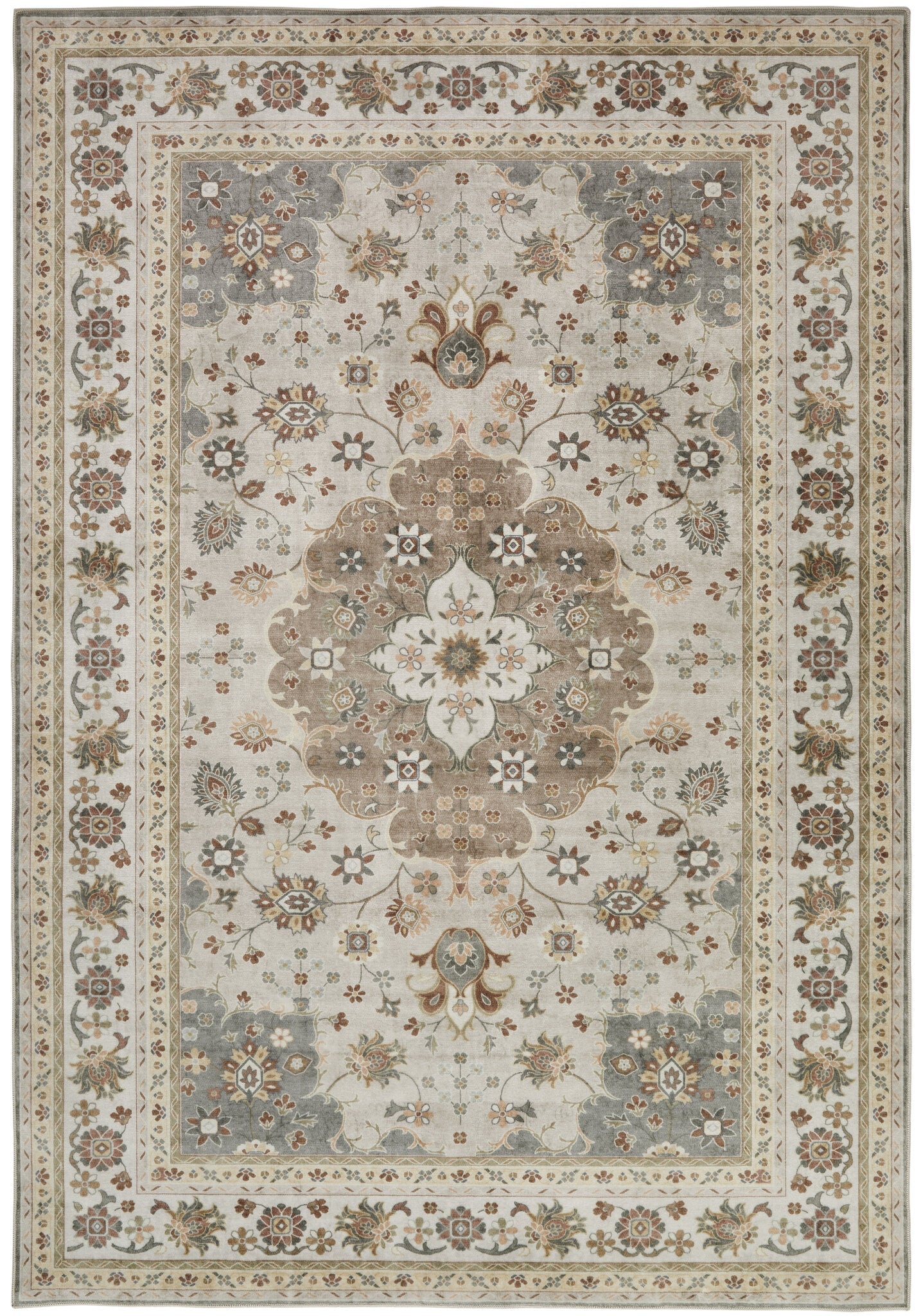Liberty Lib 207 Mocha washable rug full design, flat view
