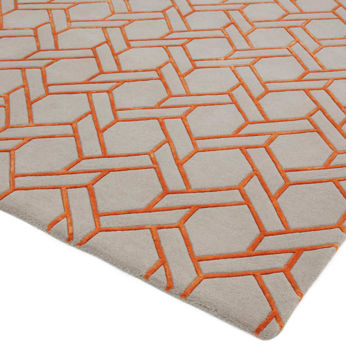 Nexus Fine Lines Silver Orange rug