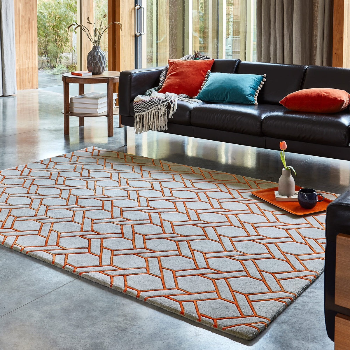 Nexus Fine Lines Silver Orange rug