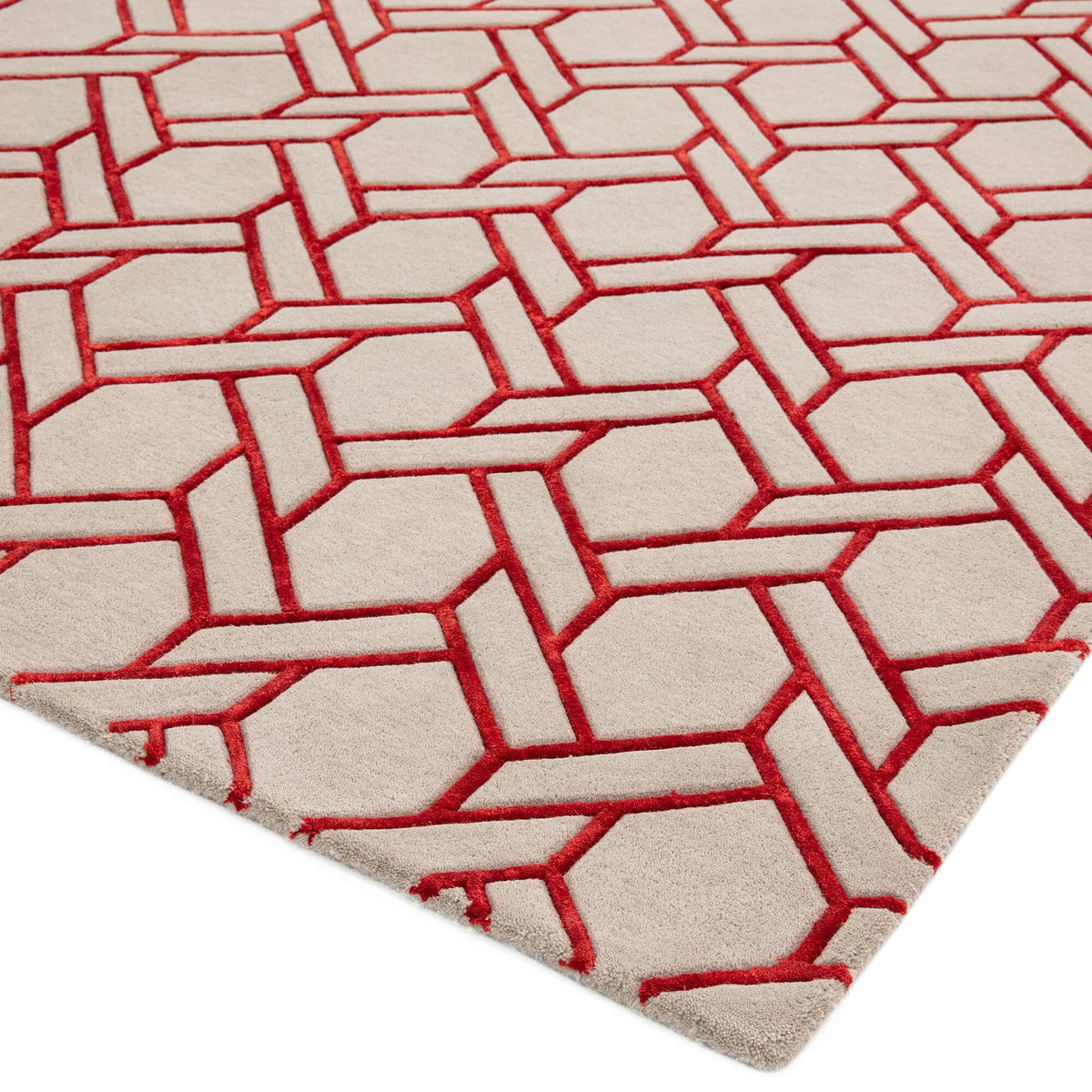 Nexus Fine Lines Silver Red rug