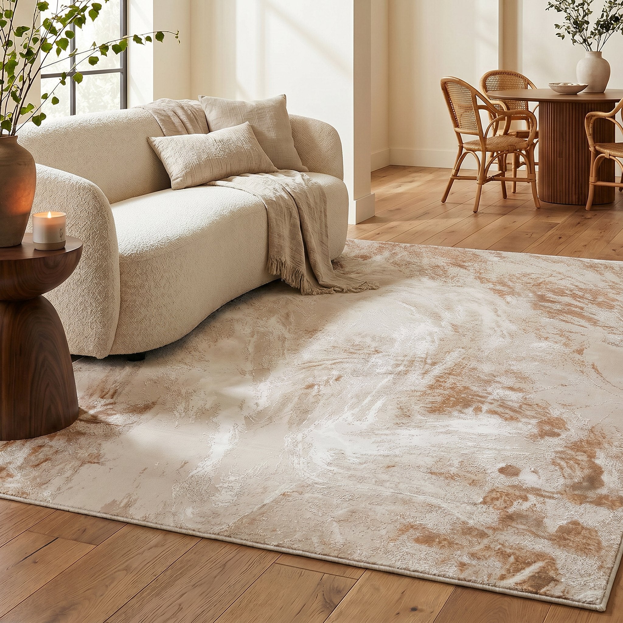 Santa Monica Beige rug in a living room