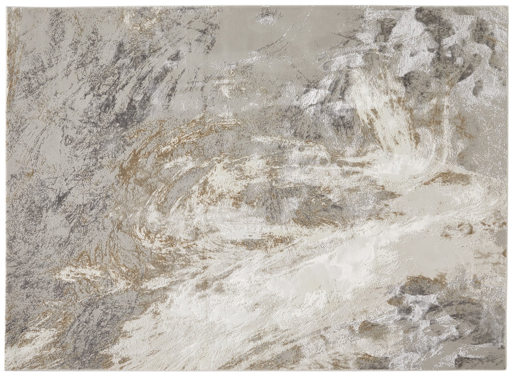 Santa Monica Grey Beige rug full abstract design overhead view