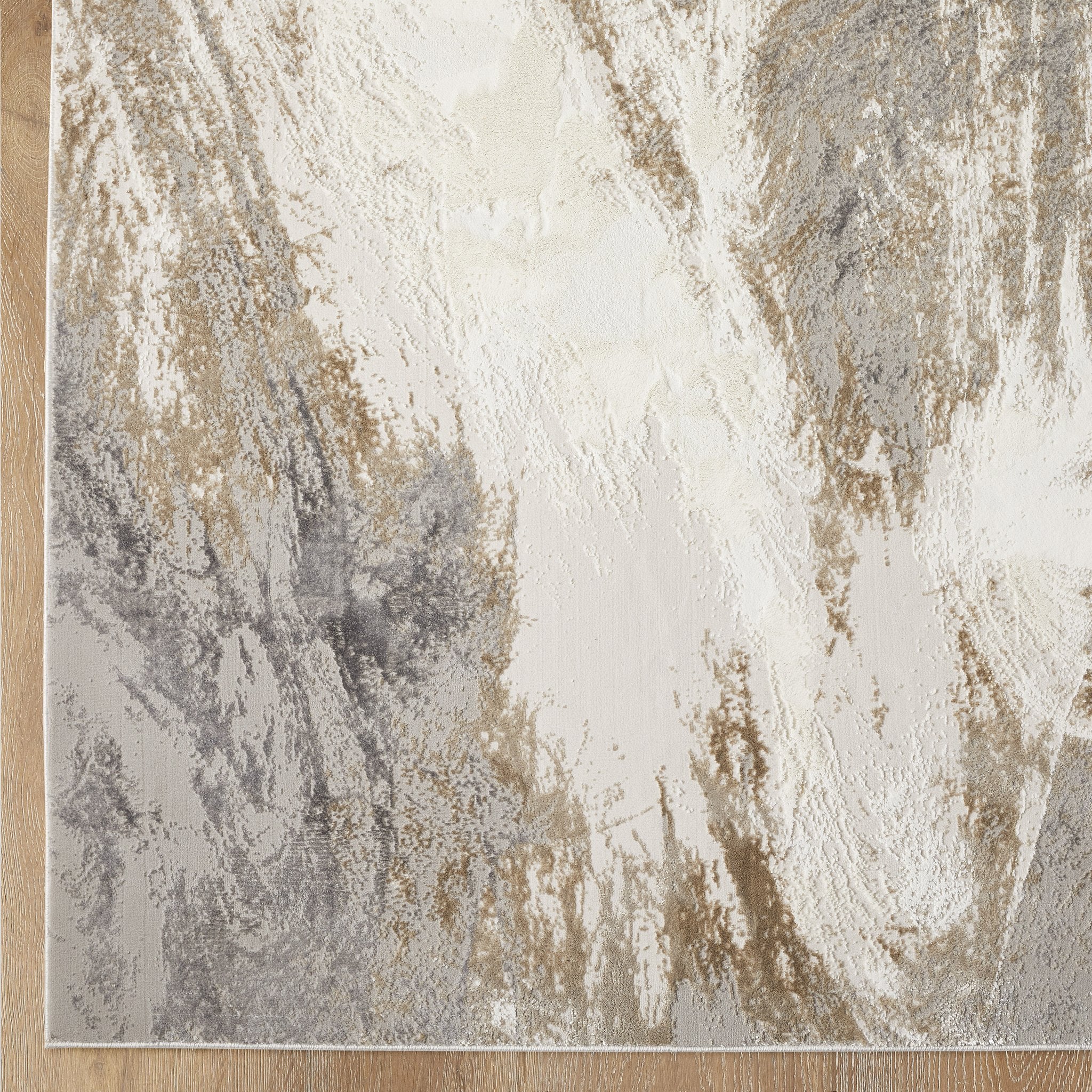 Santa Monica Grey Beige rug high-low velvet texture detail