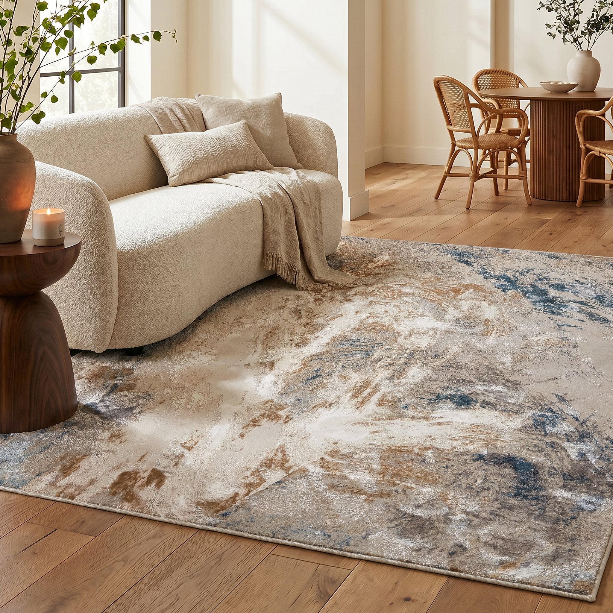 Santa Monica Grey Blue rug in a living room