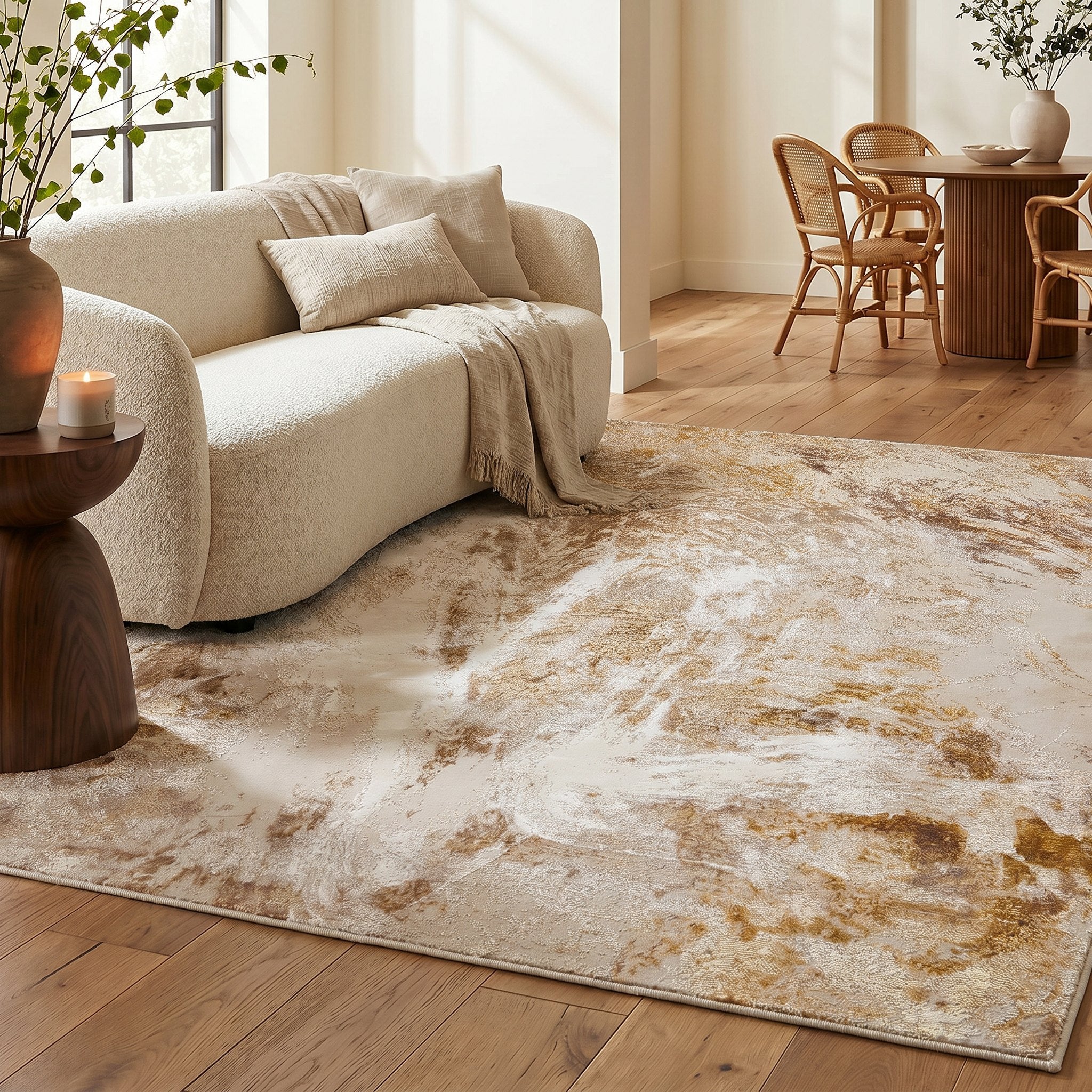 Santa Monica Grey Gold rug in a living room